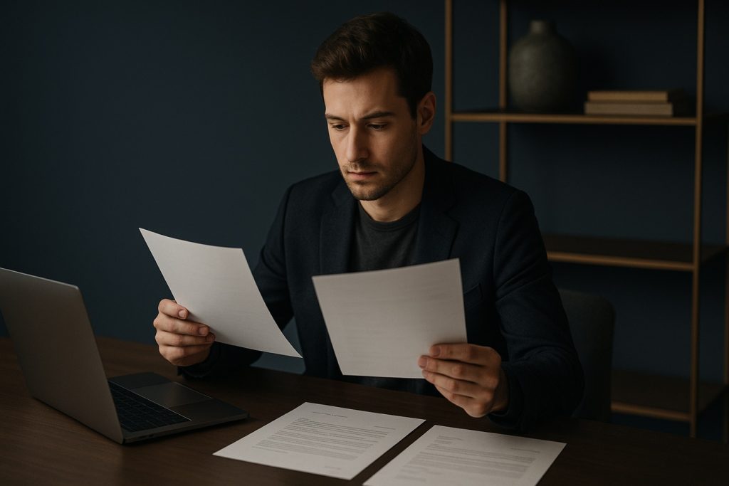 Dirigeant d'une jeune société luxembourgeoise préparant son dossier de financement