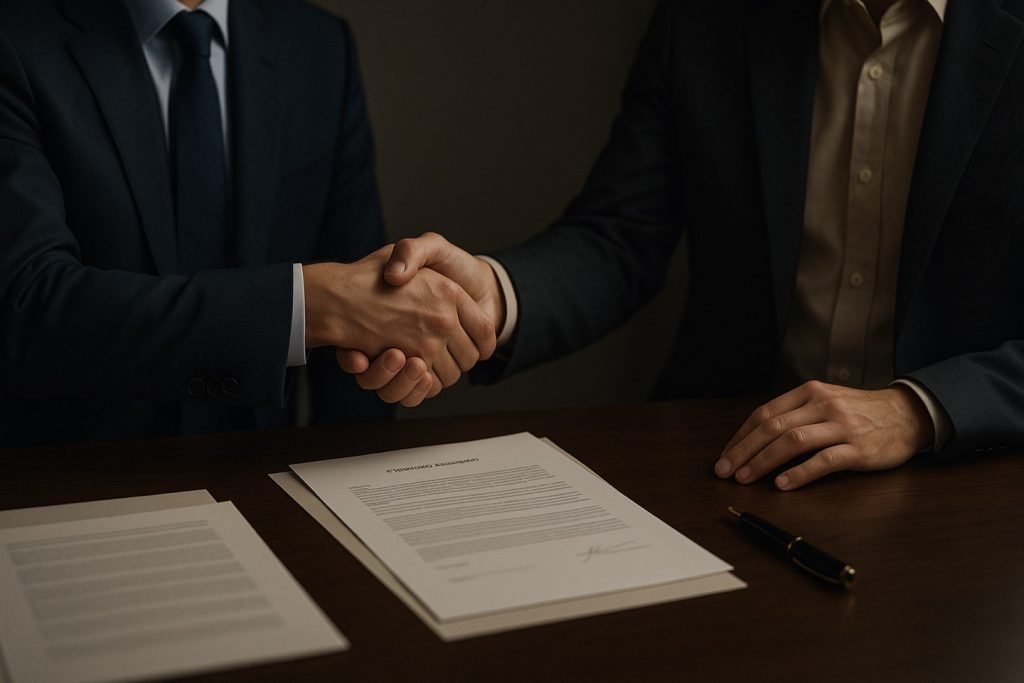 Signature d'un accord de financement professionnel sans apport
